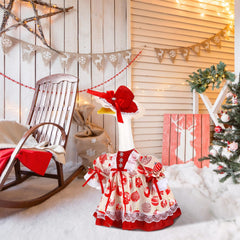 Side view of Suzile Christmas Ball Goose Costume showing hat and skirt