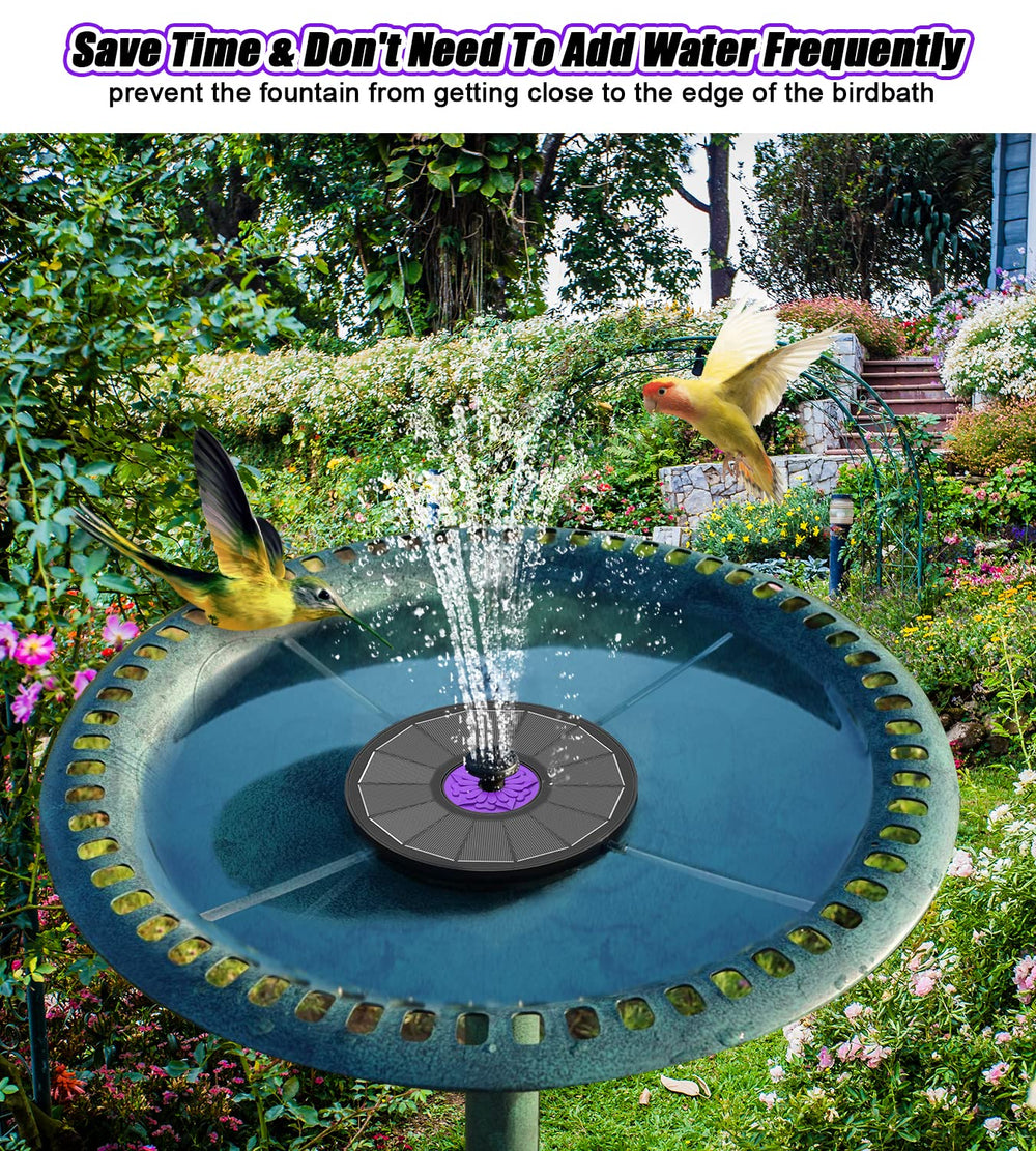 Side view of SZMP Solar Fountain showcasing water spray
