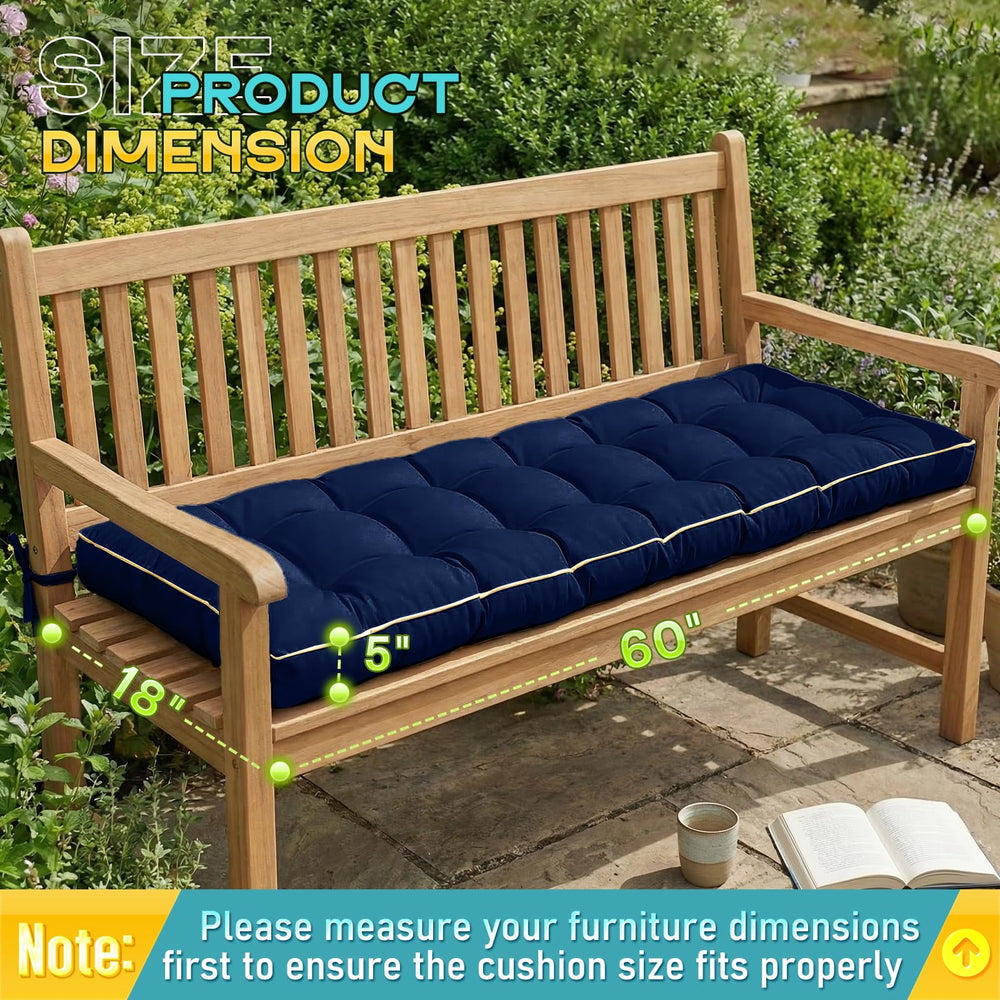 Side view of TaiBest Outdoor Bench Cushion on patio chair