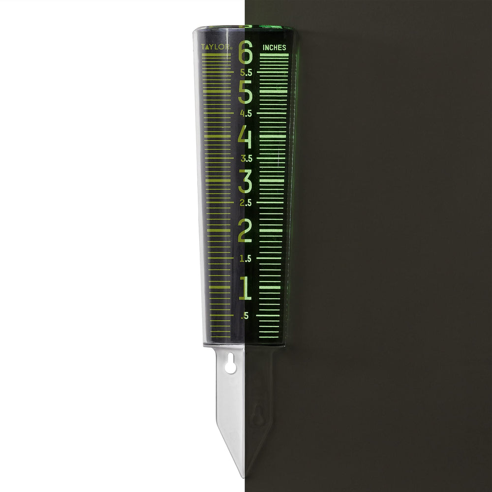 Side view of Taylor Rain Gauge showing its height and design