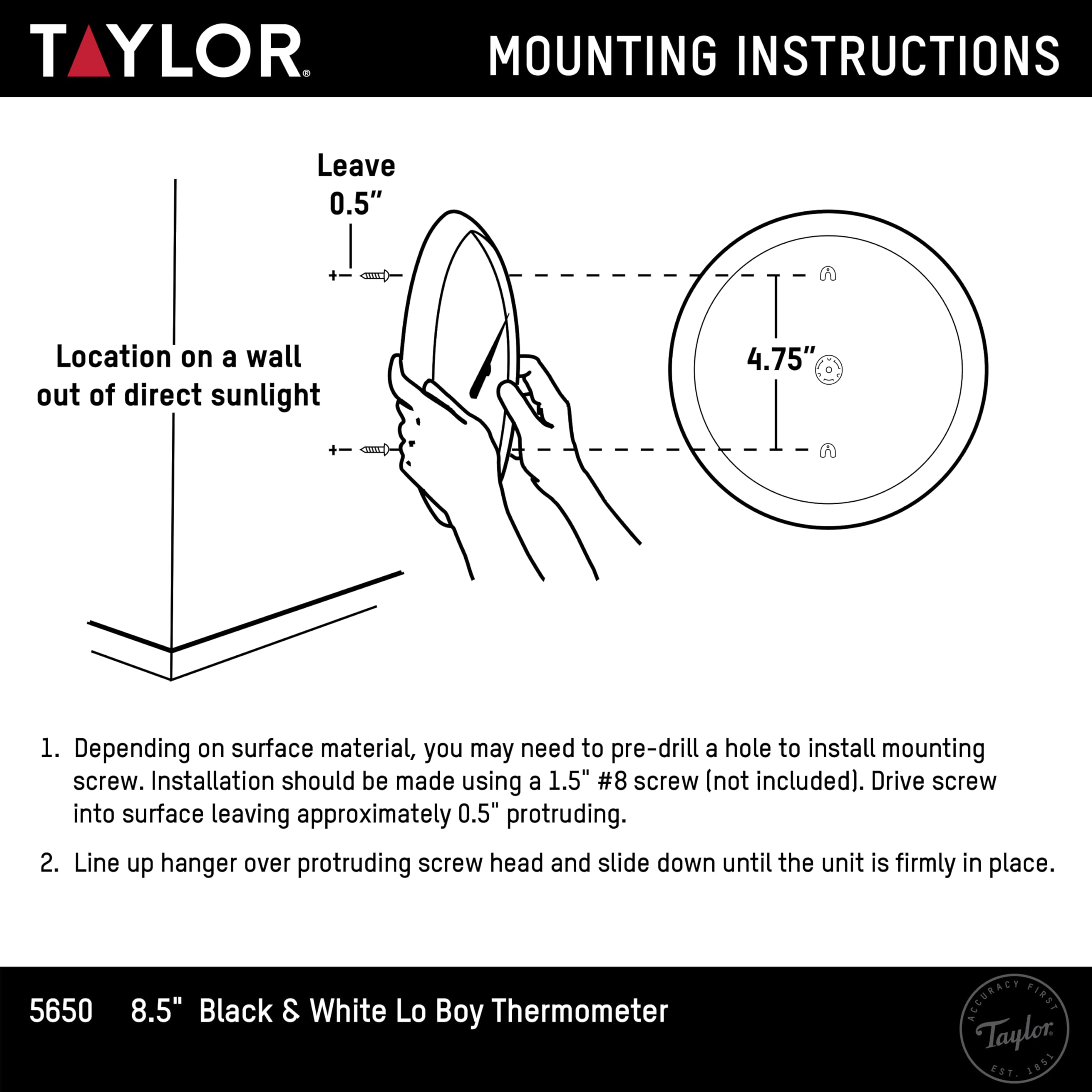 Side view of Taylor thermometer highlighting shatterproof design