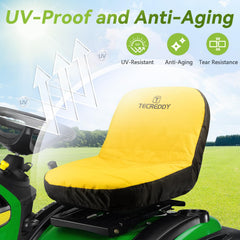 Side view of Tecreddy Lawn Mower Seat Cover showing elastic hem