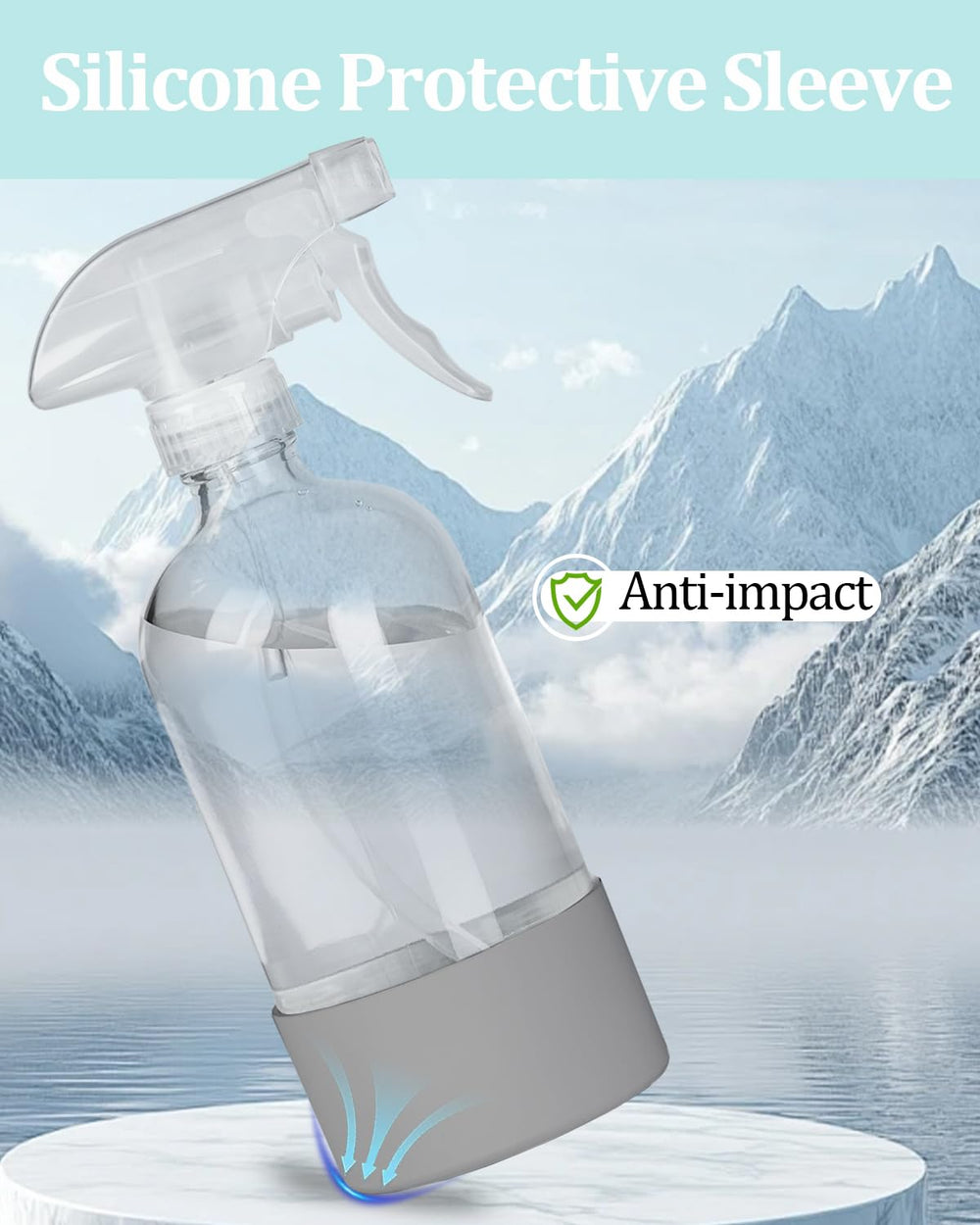 Side view of TERESRY Glass Spray Bottle grey