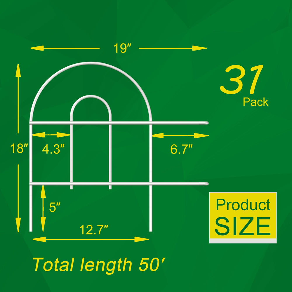 Side view of the 18-inch high white garden fence