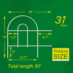 Side view of the 18-inch high white garden fence