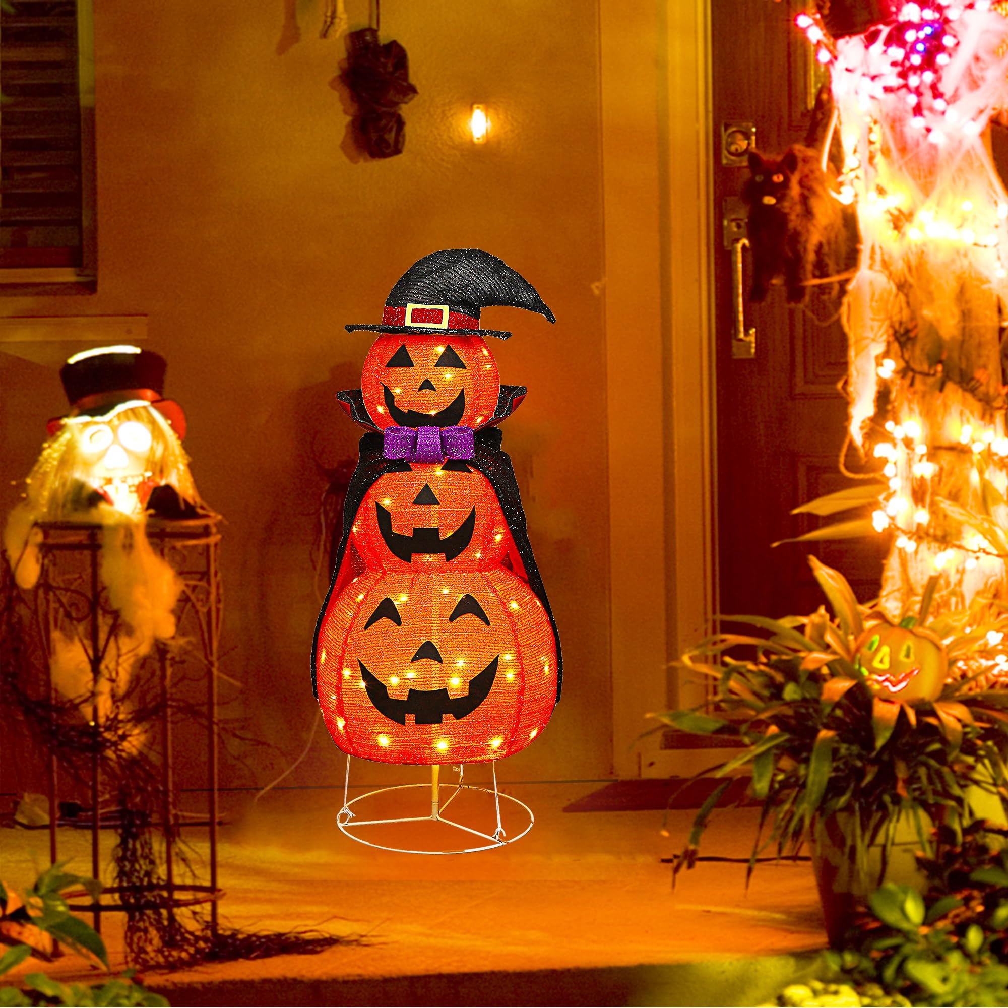 Side view of the 3.5FT light up Halloween pumpkin