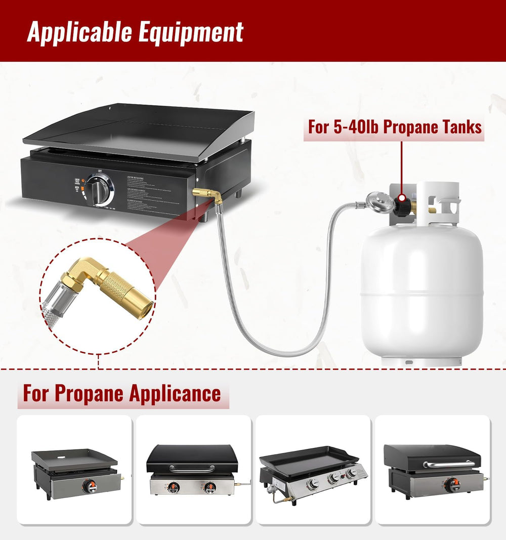 Side view of the 6FT propane hose showing its durable material