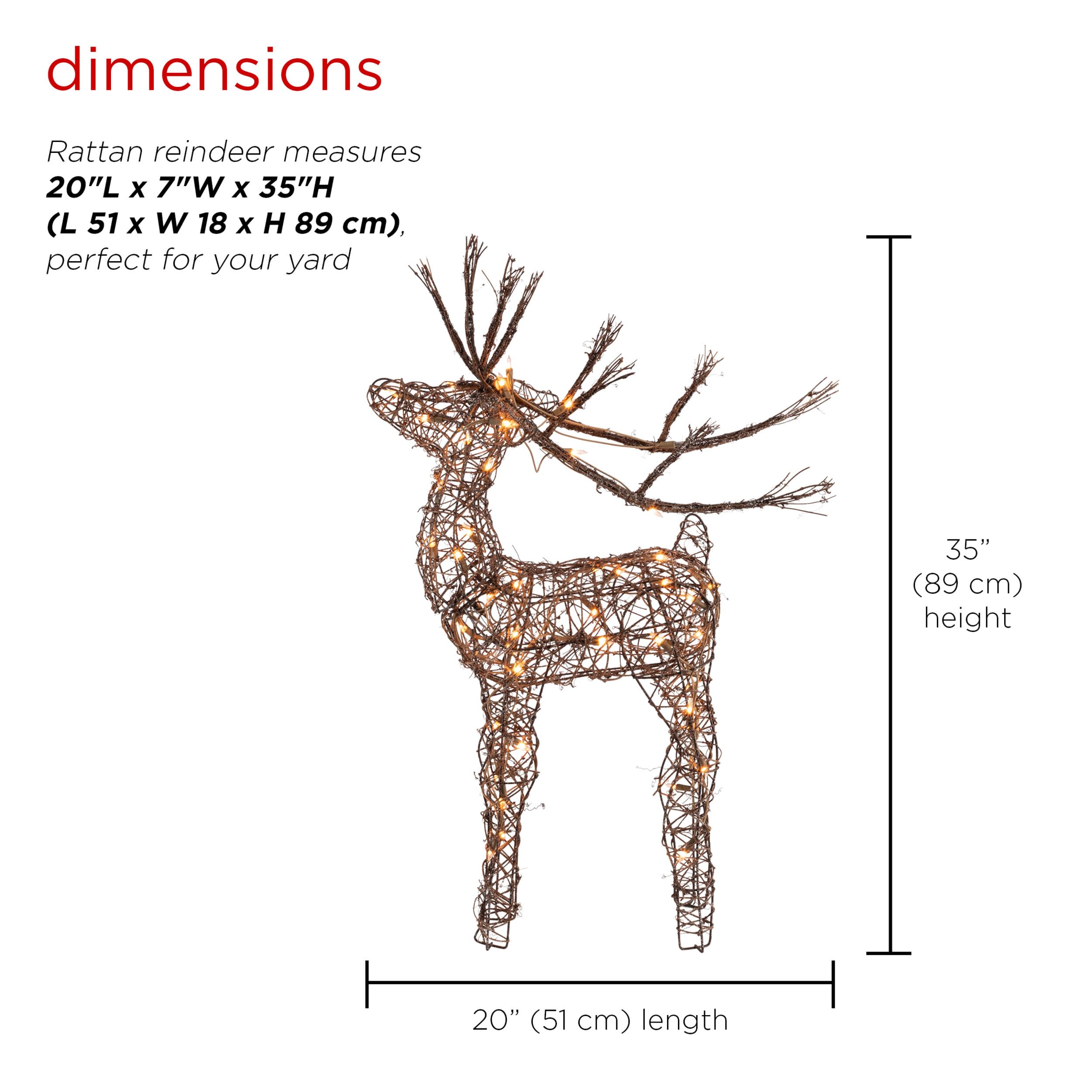 Side view of the Alpine Rattan Reindeer decoration