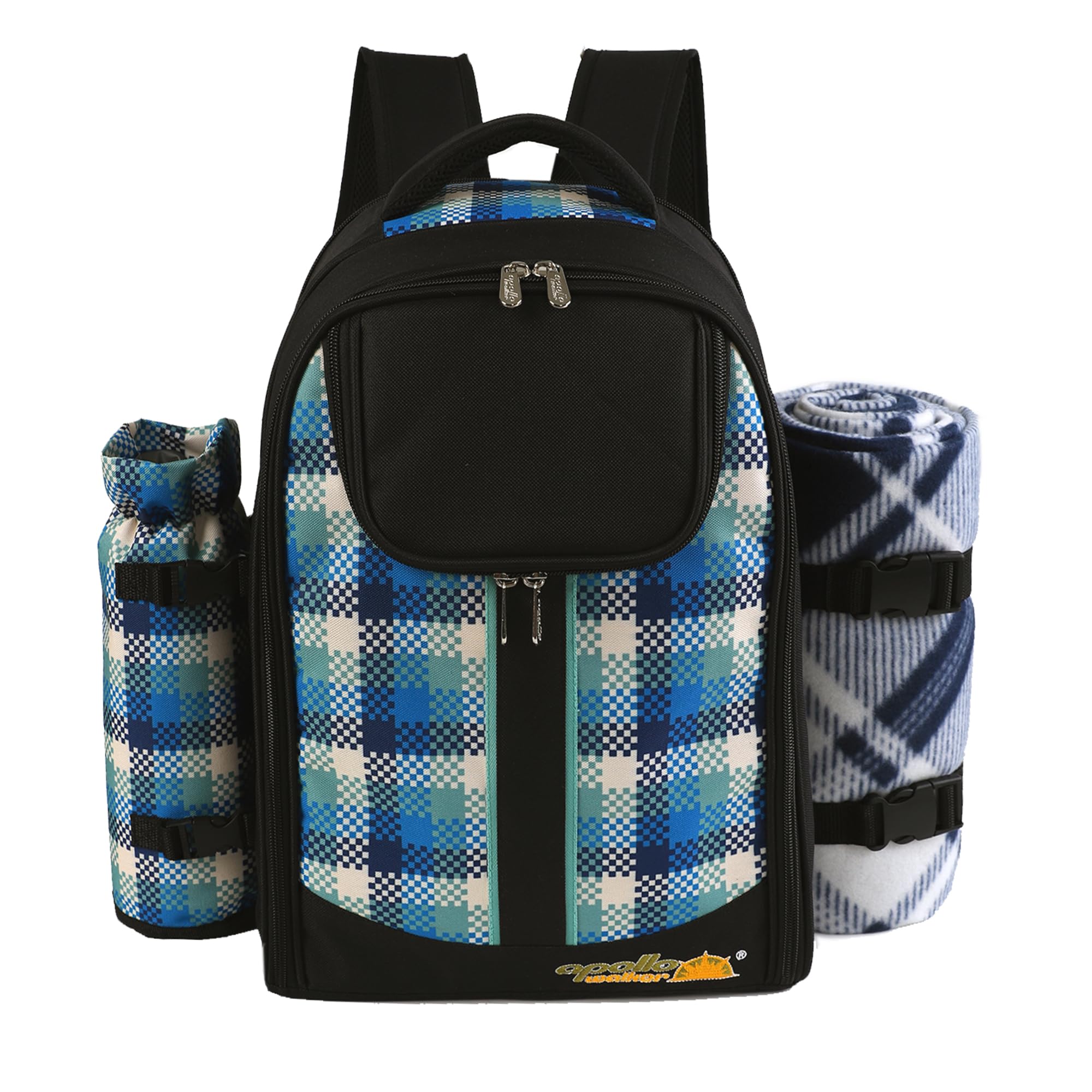 Side view of the apollo walker Picnic Backpack showcasing storage compartments