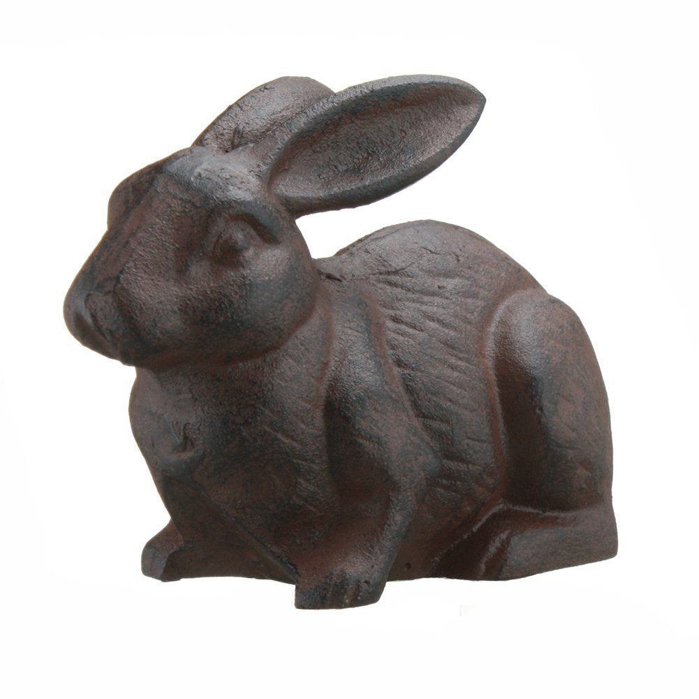 Side view of the cast iron rabbit figure measuring 5"H