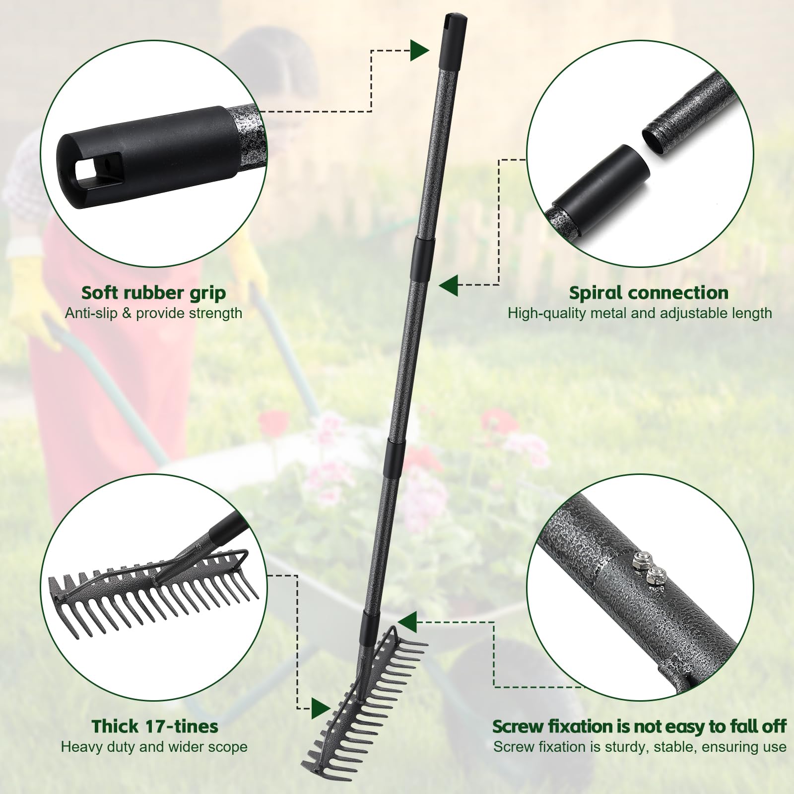 Side view of the DIIG bow rake assembled with adjustable sections