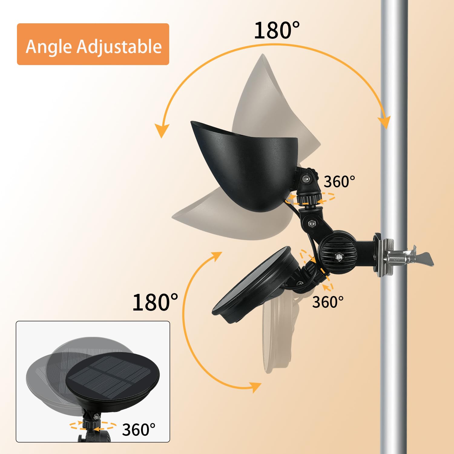 Side view of the Etzeaxus flag pole light with brackets