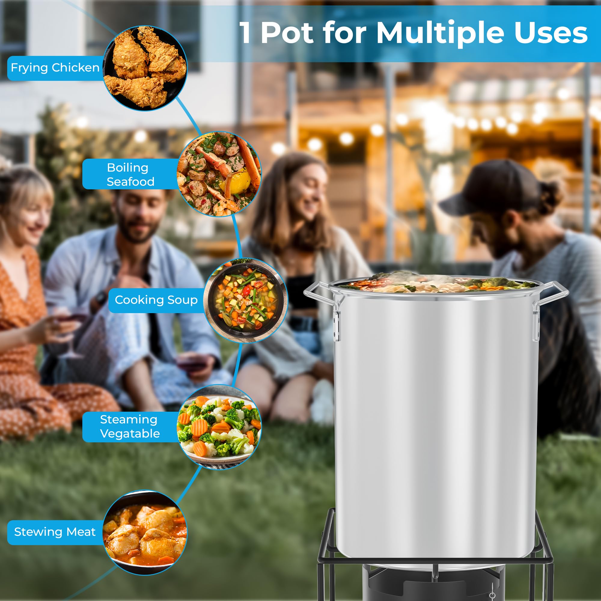 Side view of the FIRE RIOT 30Qt Aluminium Pot