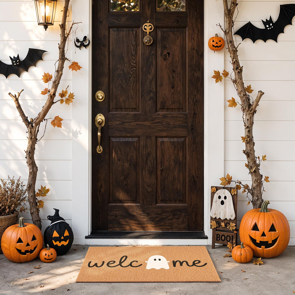 Side view of the Fttoyoly Ghost Welcome Door Mat