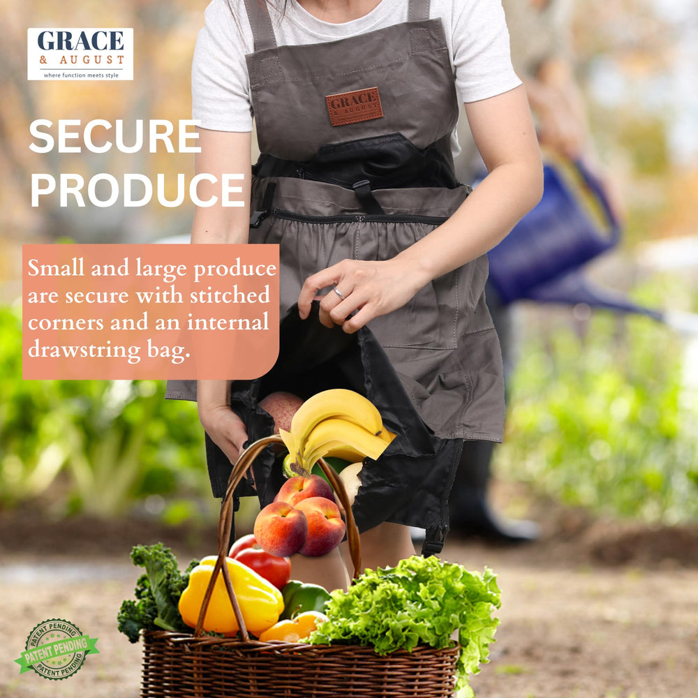 Side view of the Gardening Apron showing cross-back straps