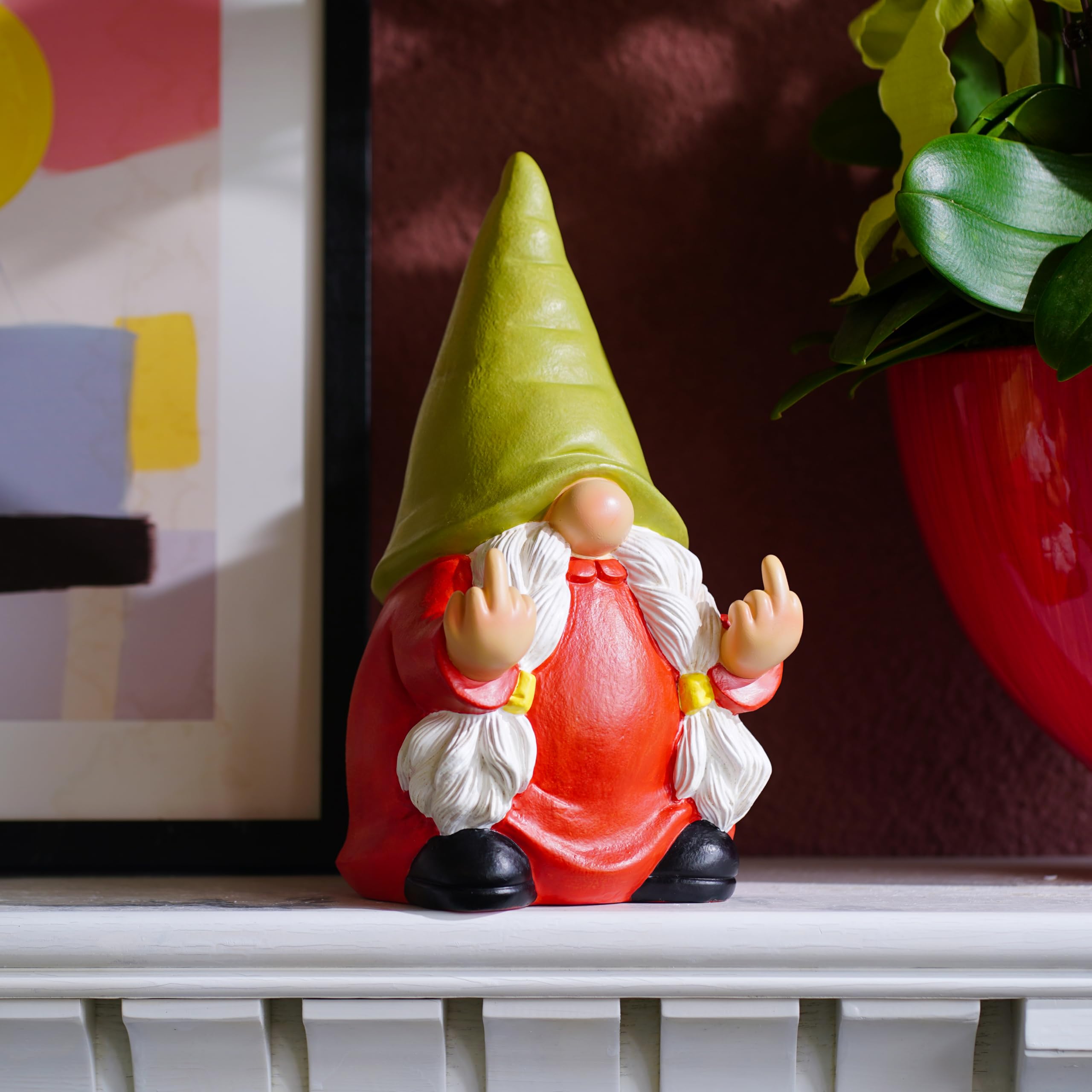 Side view of the gnome statue showing details of the beard and outfit