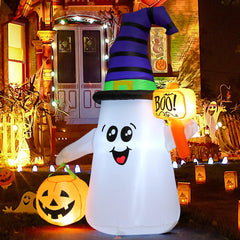 Side view of the GOOSH inflatable ghost in yard