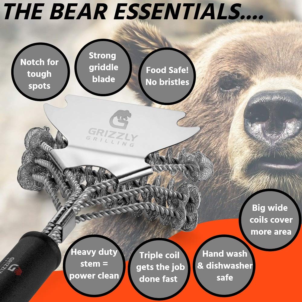 Side view of the Grizzly Grill Brush showcasing its compact design