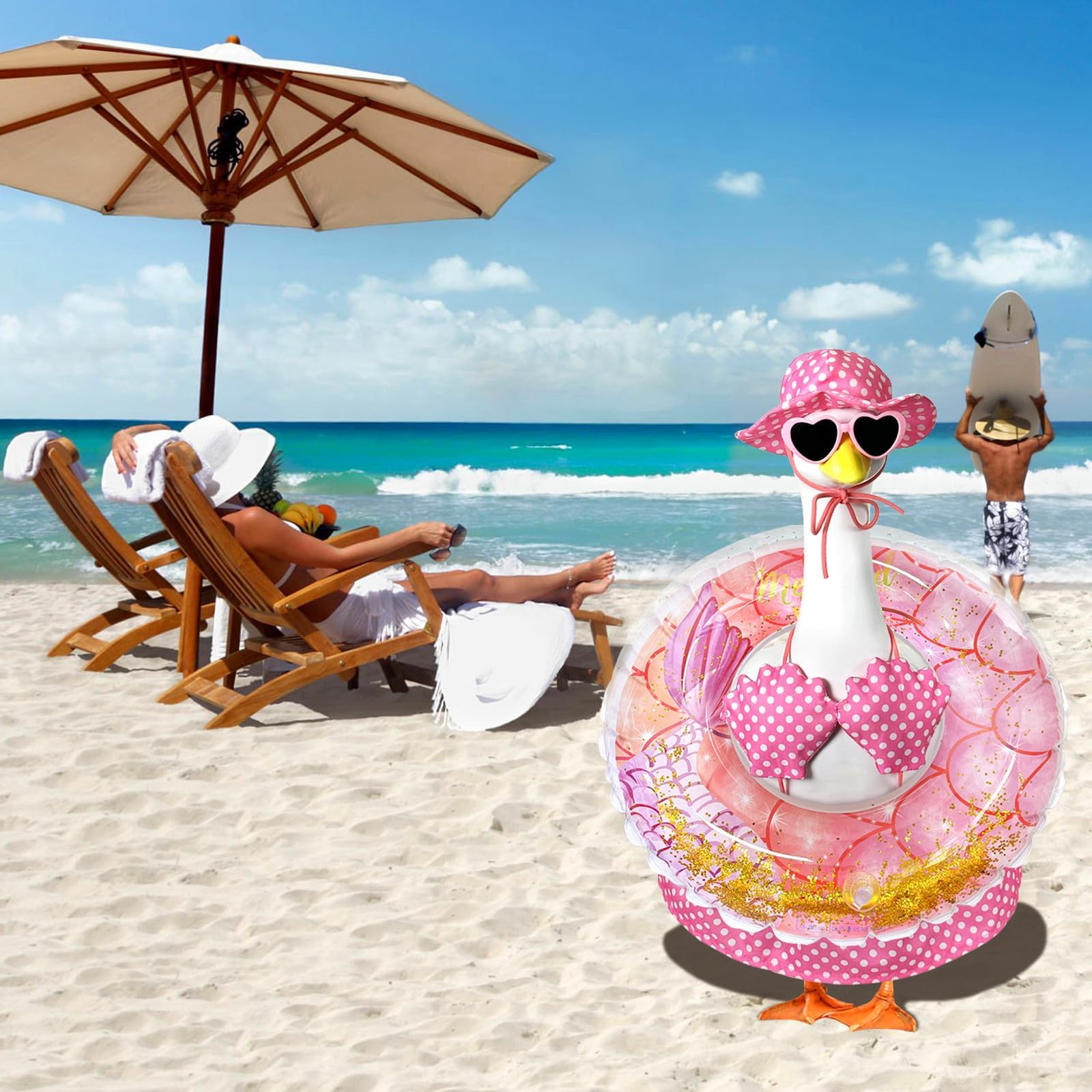 Side view of the Hawaiian goose costume with accessories