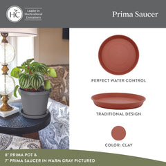 Side view of The HC Companies clay flower pot saucer
