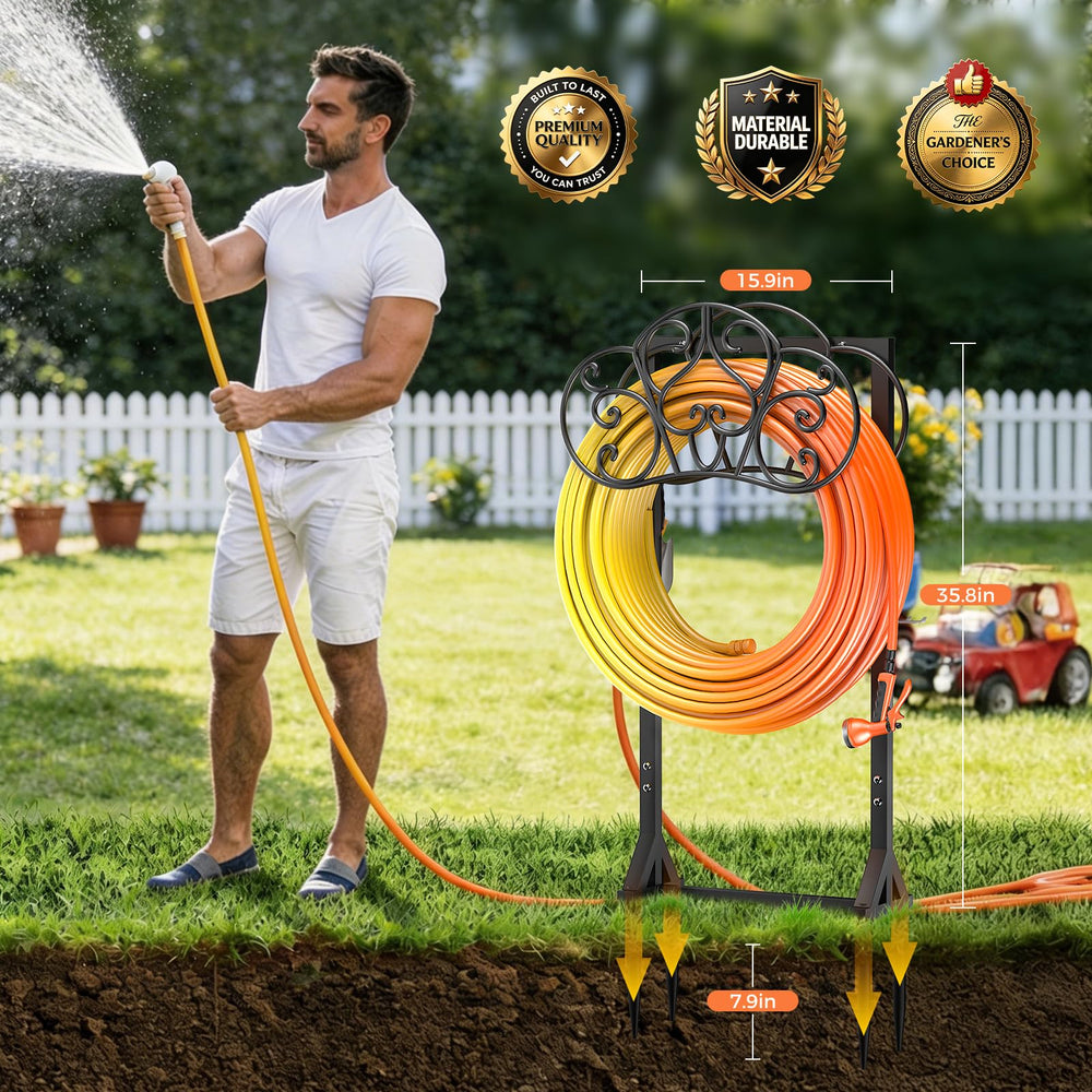 Side view of the JUNYIYOUO Heavy-Duty Hose Holder