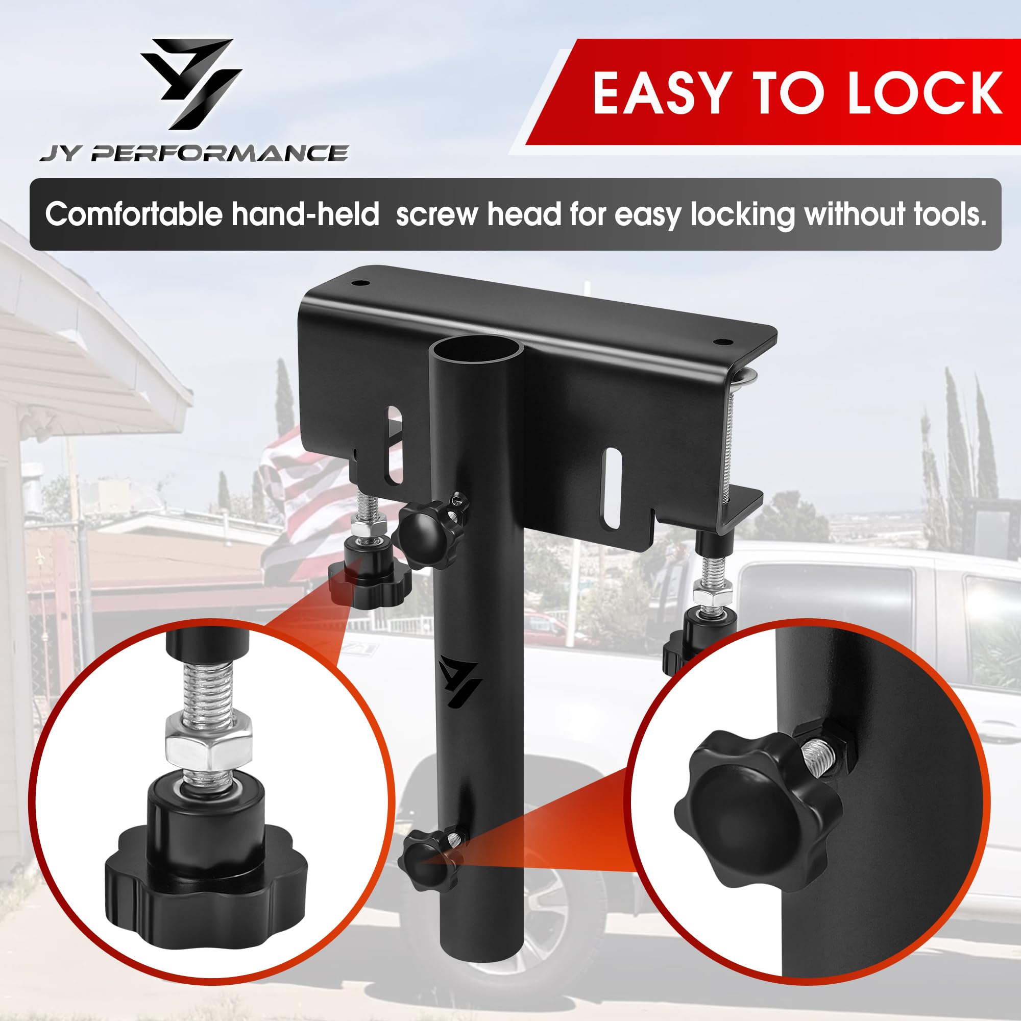Side view of the JY PERFORMANCE Truck Flag Pole Mount Holder