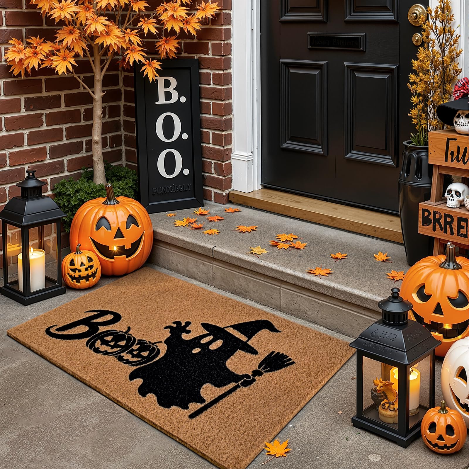 Side view of the Kelarea Halloween Door Mat showing thickness