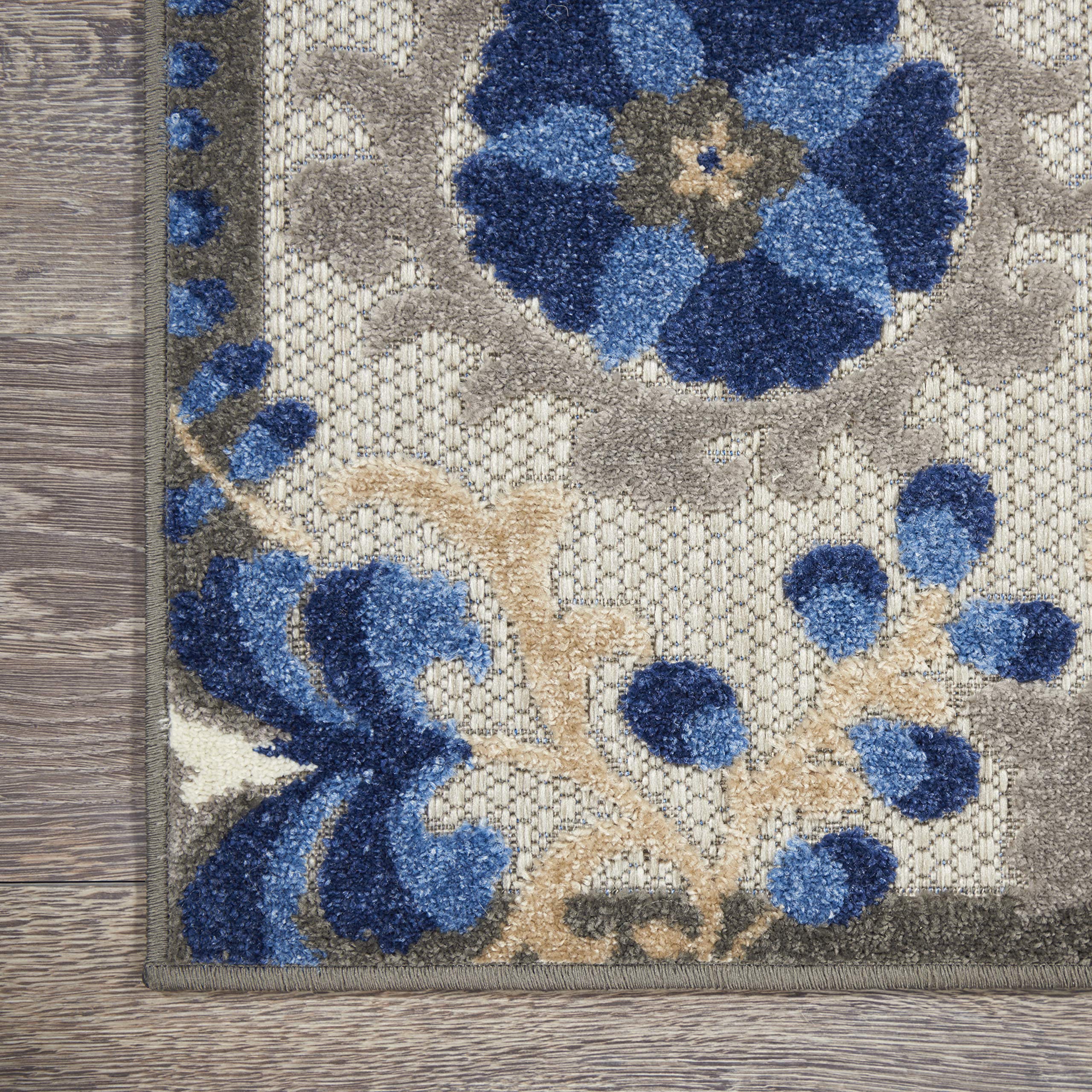 Side view of the Nourison Aloha Area Rug showing its floral design