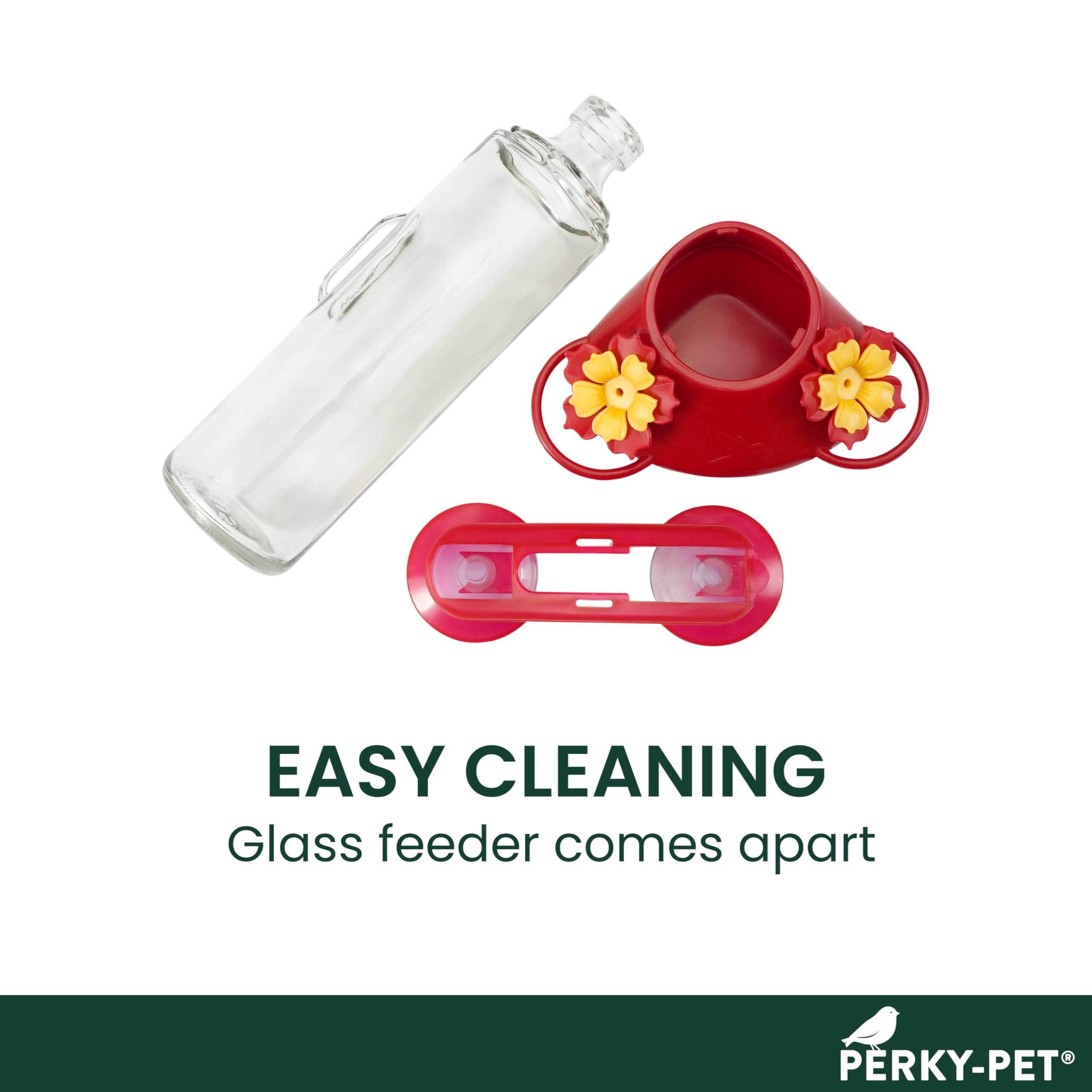 Side view of the Perky-Pet Window-Mounted Glass Hummingbird Feeder