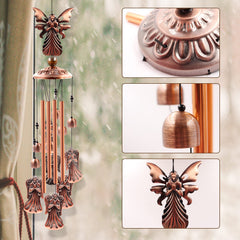 Side view of the rose gold aluminum tubes of the wind chime