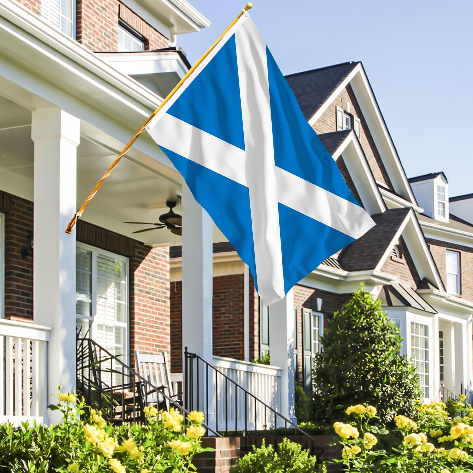Side view of the Scotland flag showing double-stitched edges