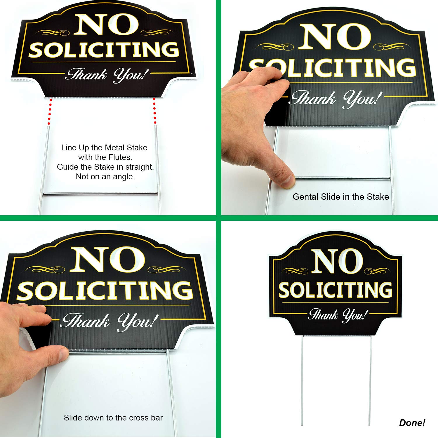 Side view of the Signs Authority No Soliciting Sign installed in the ground