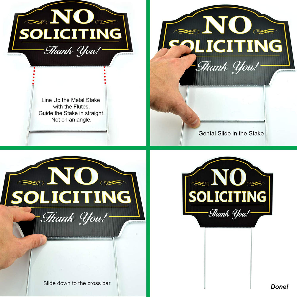 Side view of the Signs Authority No Soliciting Sign installed in the ground