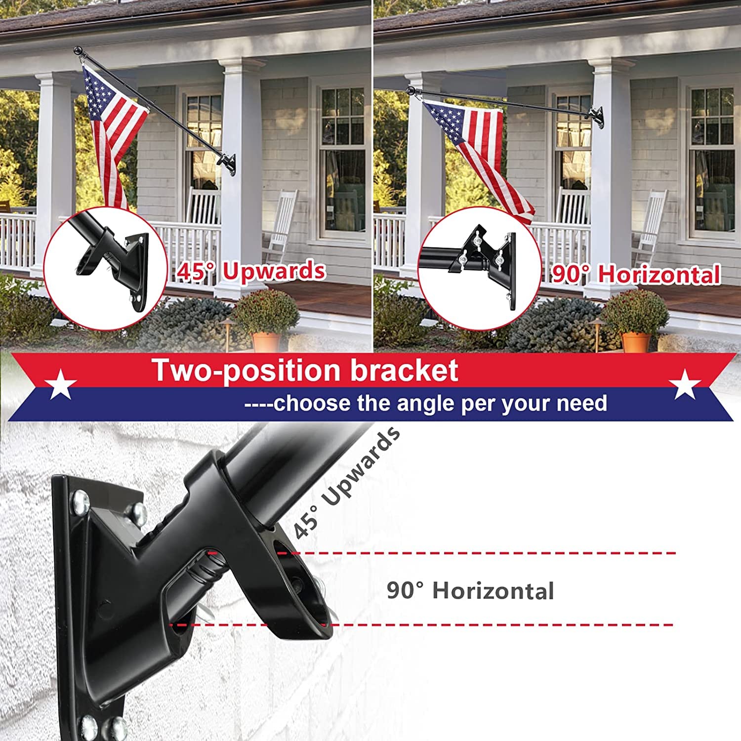 Side view of the sturdy 1-inch diameter flag pole