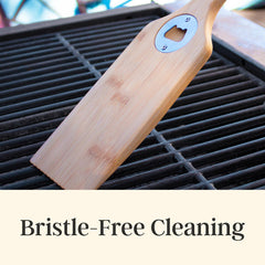 Side view of the Totally Bamboo Grill Scraper showing handle and scraper edge
