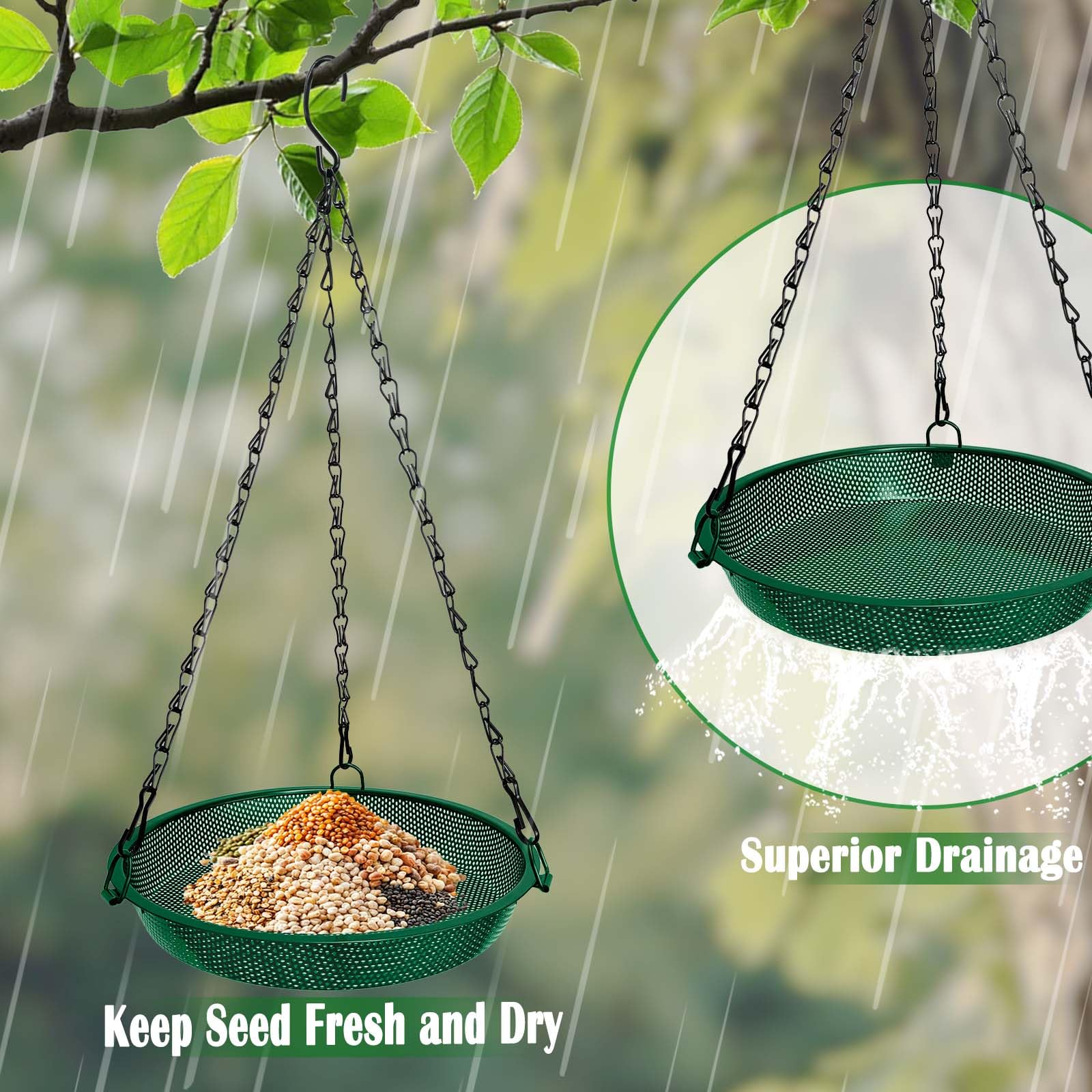 Side view of the VIHSIPR Hanging Platform Bird Feeder
