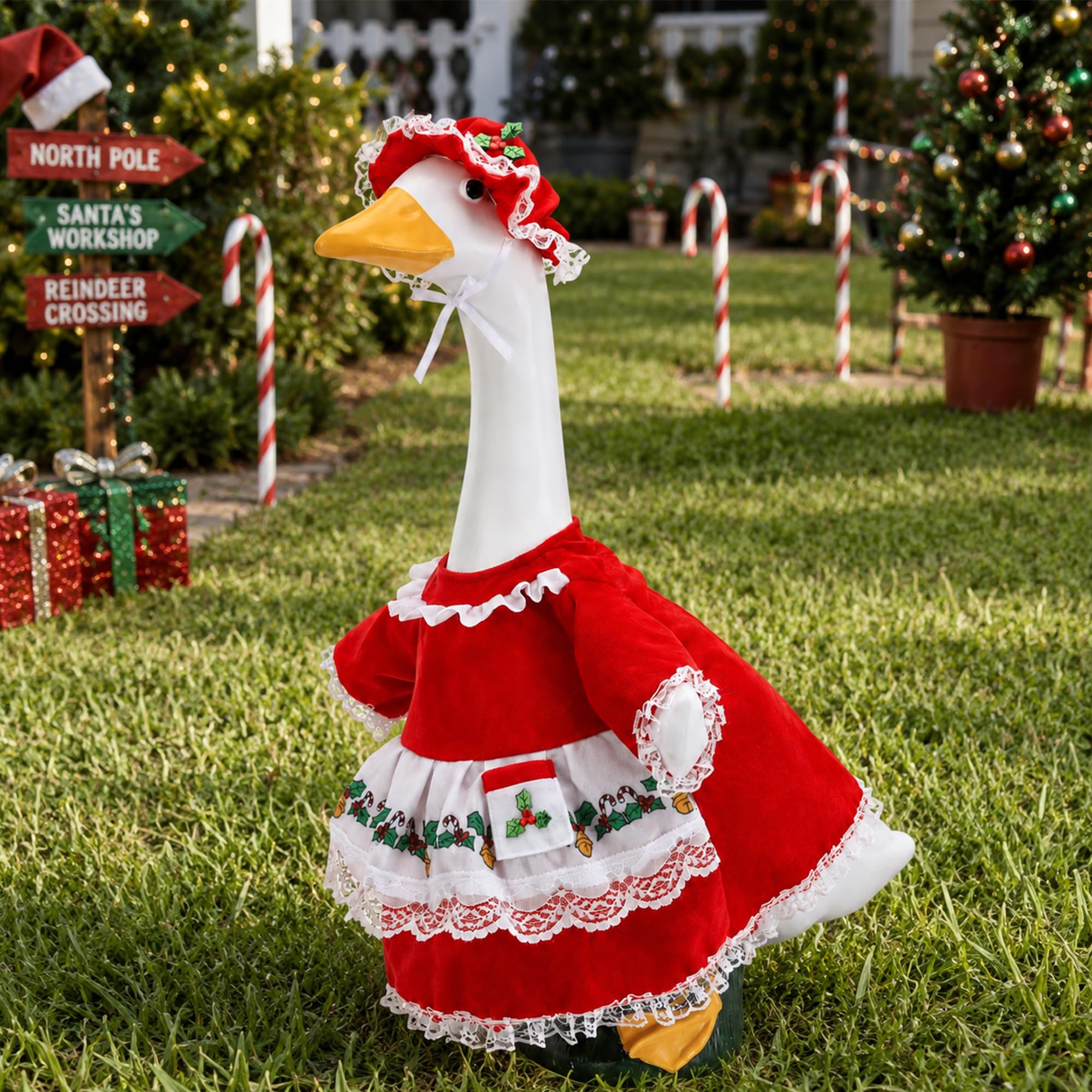 Side view of the Watayo Mrs. Claus Goose Outfit
