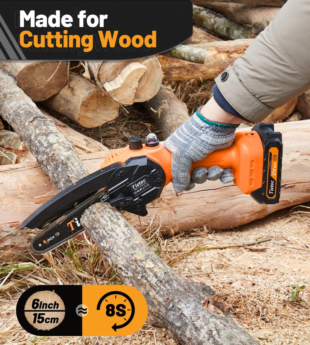 Side view of Tietoc Mini Chainsaw showcasing the blade