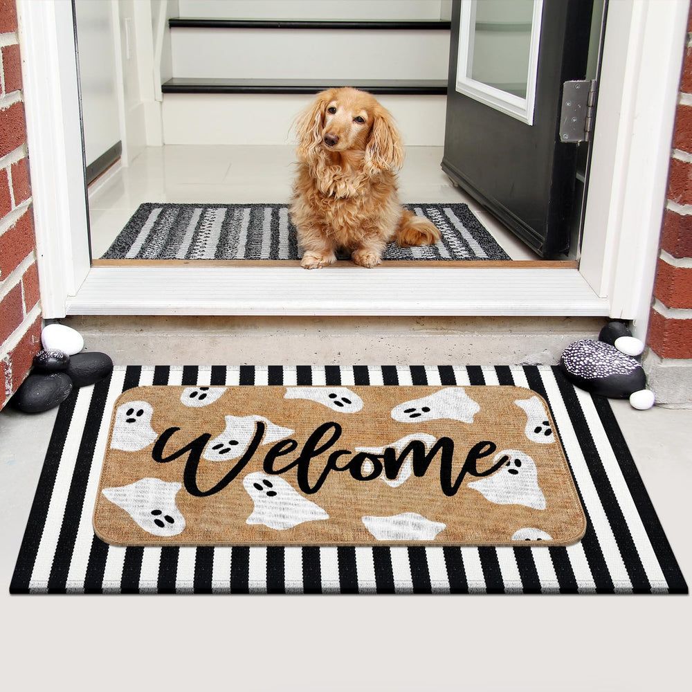 Side view of Tinideya Halloween Door Mat Set, showing layered effect
