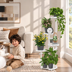 Side view of TOSKING 5-Tier Round Metal Corner Plant Stand