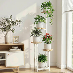 Side view of TOSKING plant stand showing sturdy iron frame