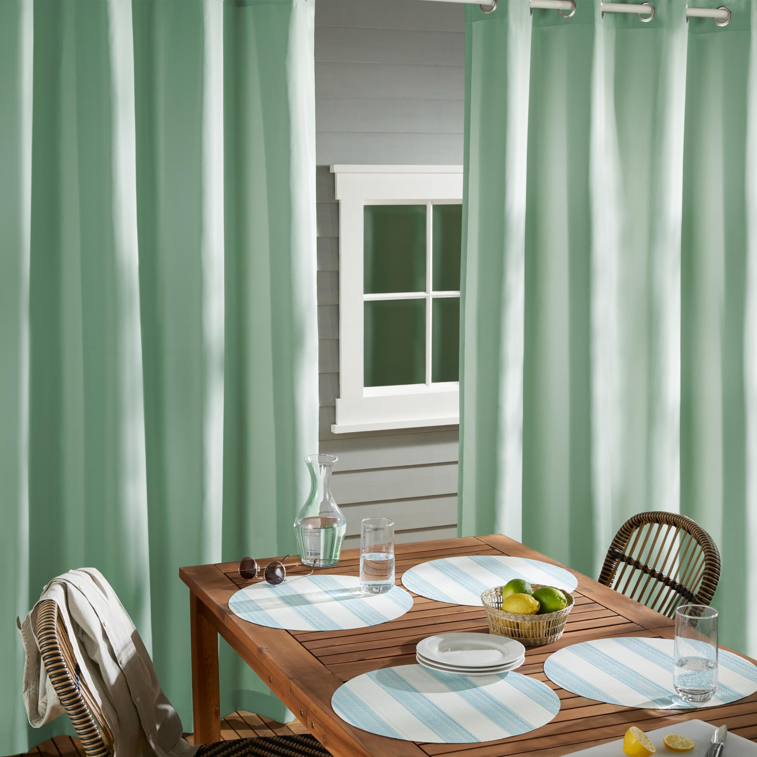 Side view of TOWN & COUNTRY BASICS Heavyweight Outdoor Curtains