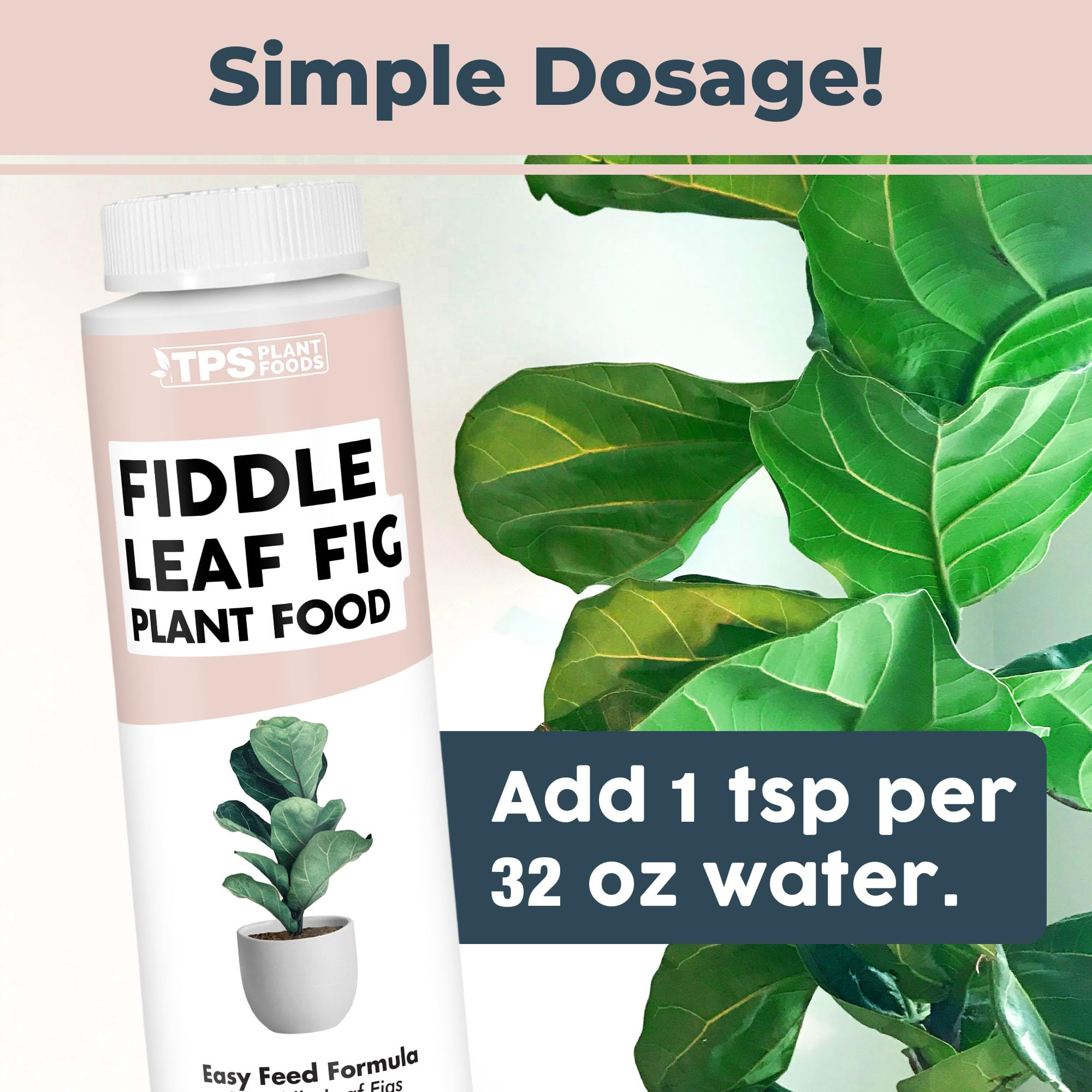 Side view of TPS NUTRIENTS Fiddle Leaf Fig Fertilizer bottle