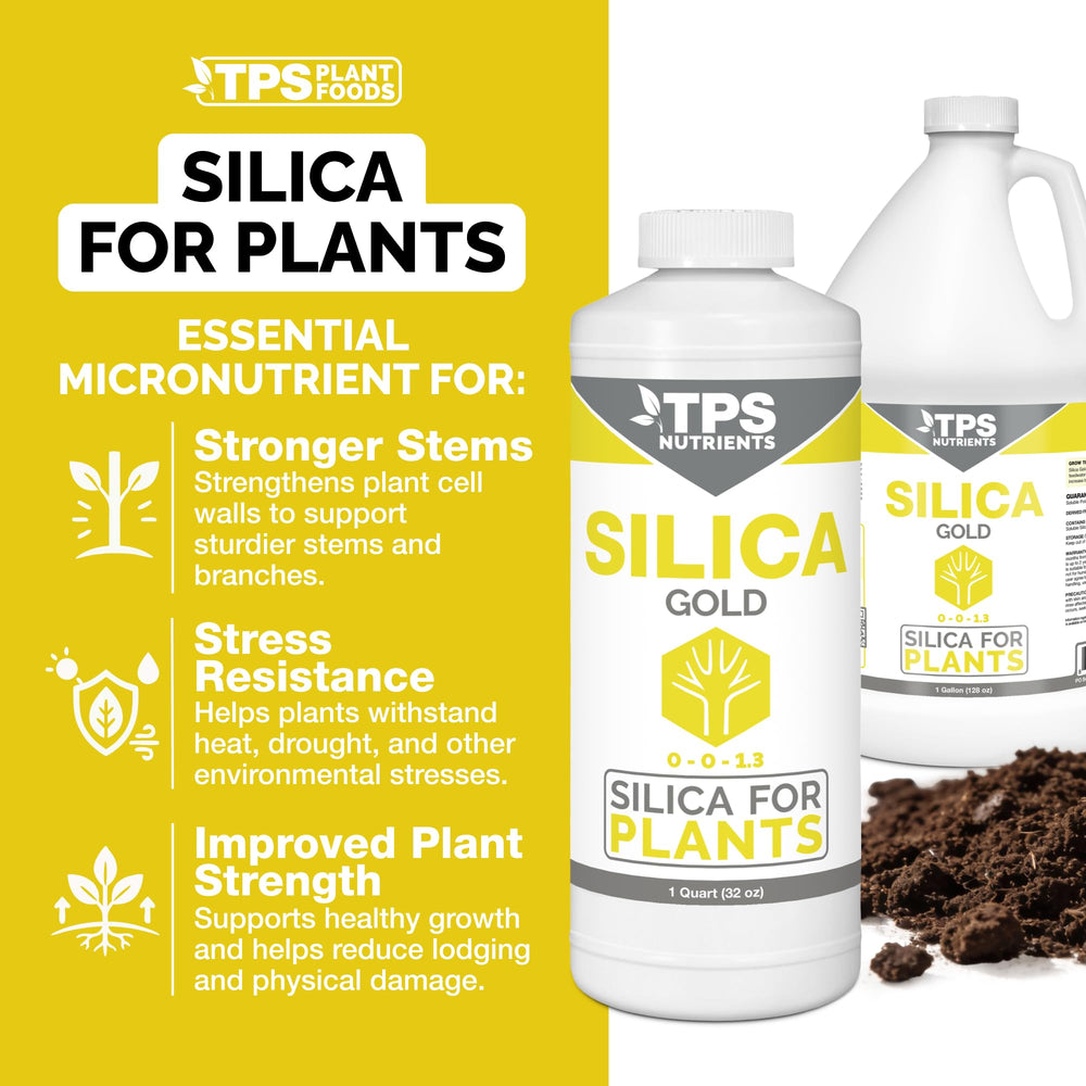 Side view of TPS NUTRIENTS Silica Gold bottle