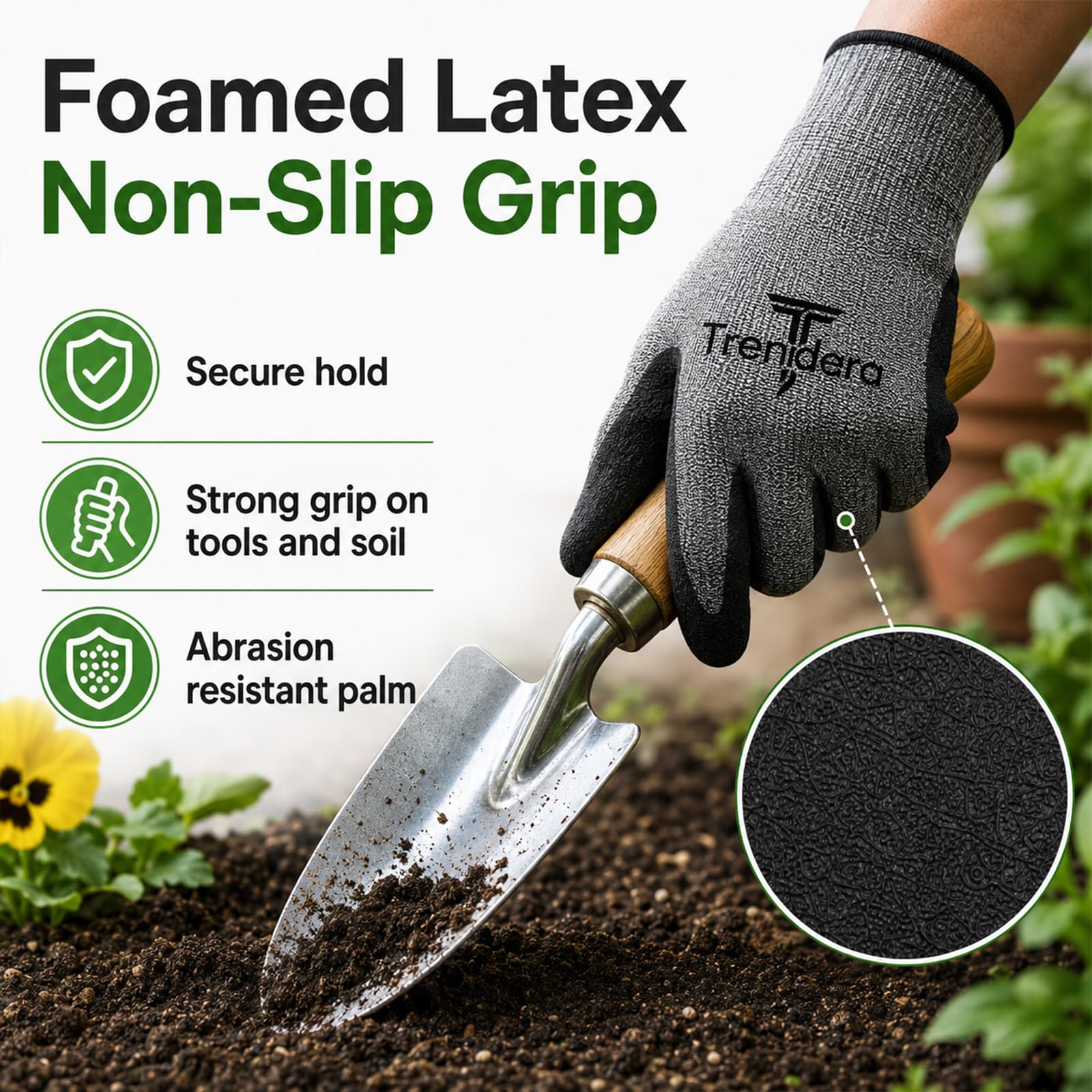 Side view of Trendara garden gloves in use