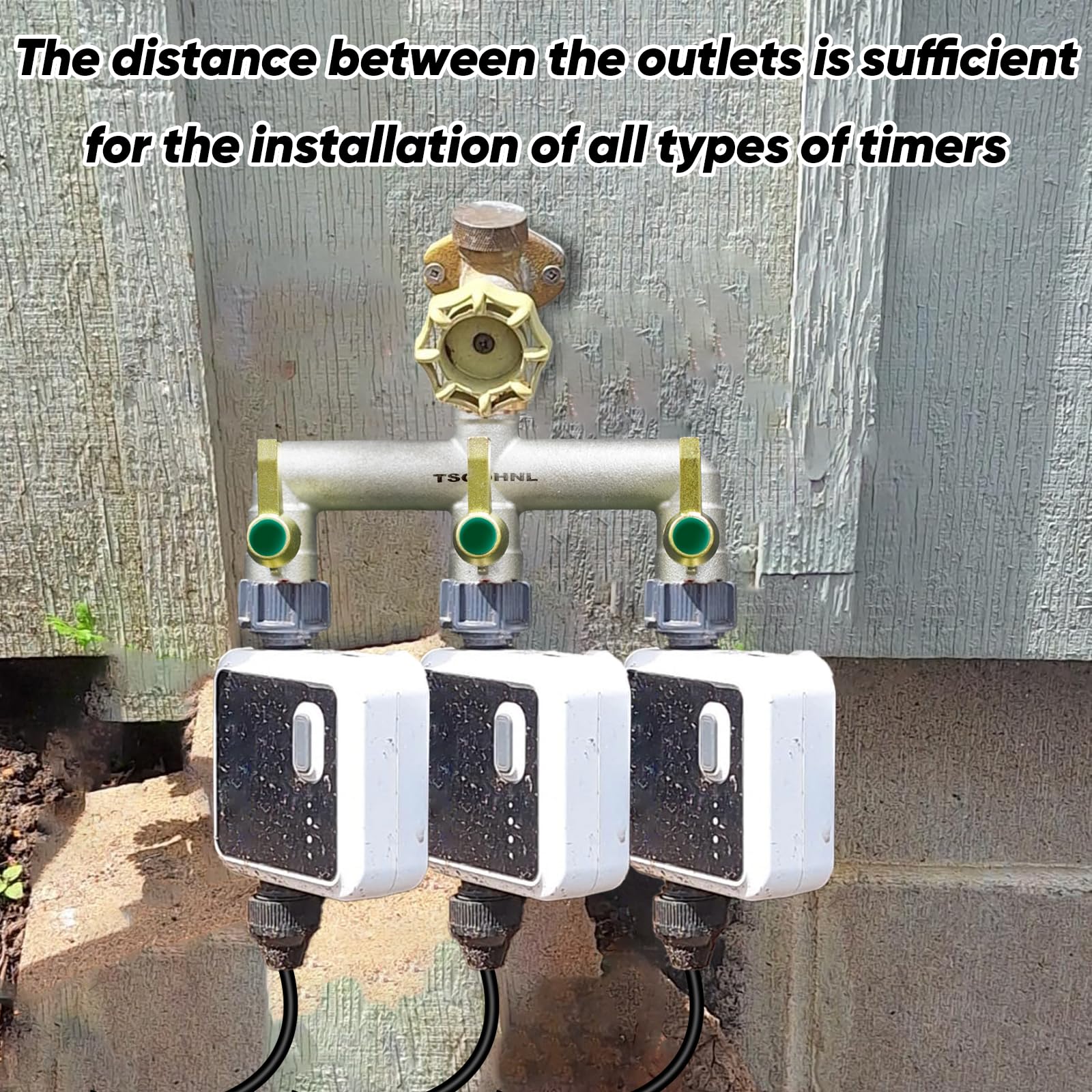 Side view of TSGOHNL heavy duty brass hose splitter