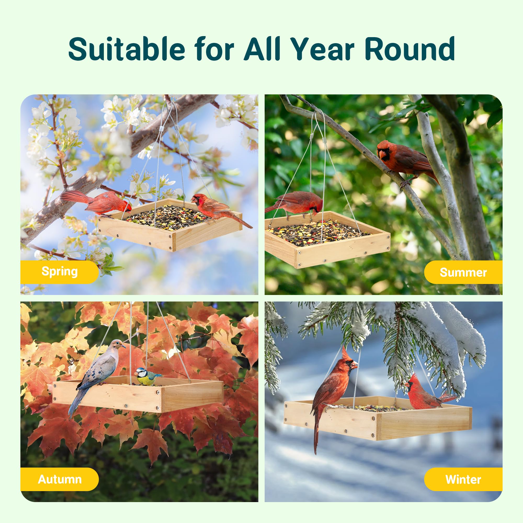 Side view of TT Nature Bird Feeder showing four-chain suspension