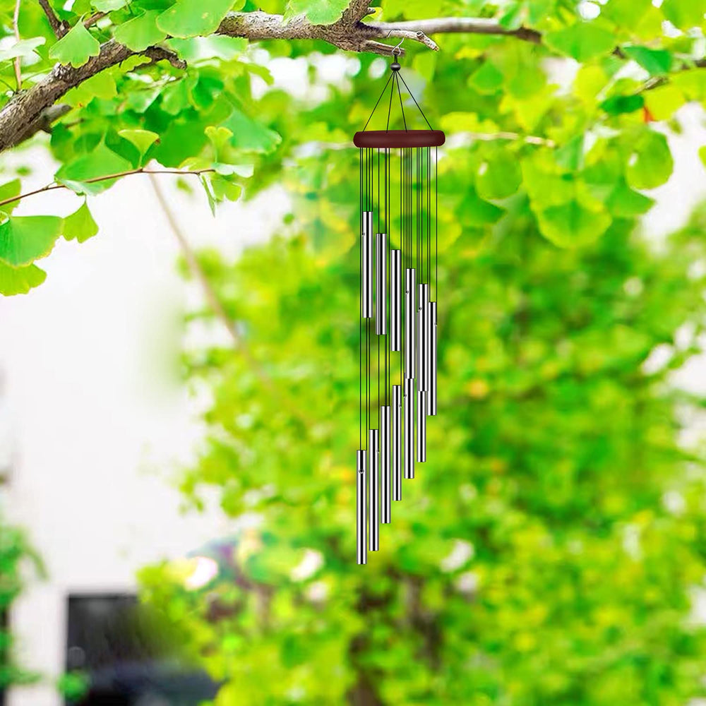 side view of tujol wind chimes showing tube lengths