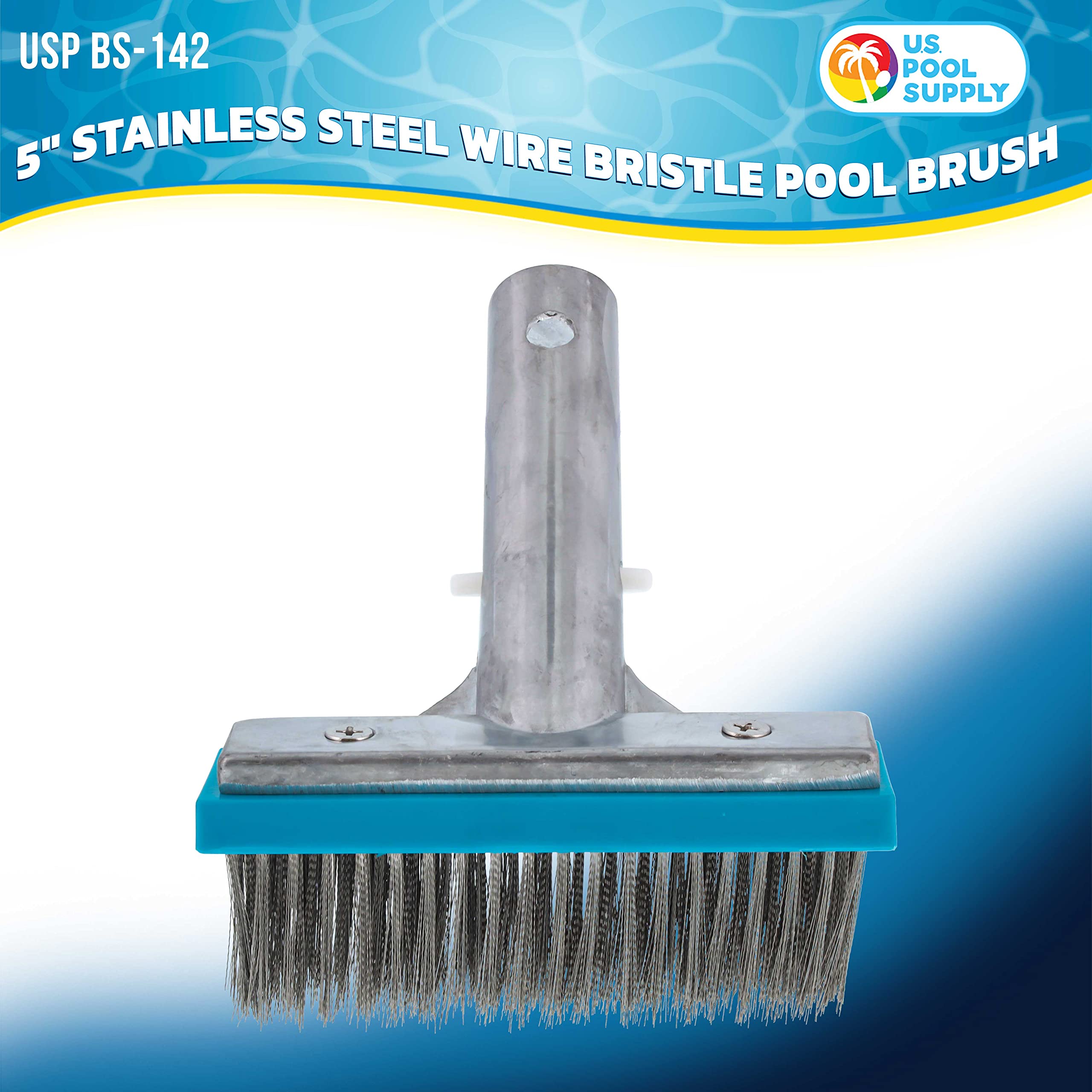 Side view of U.S. Pool Supply 5" Pool Brush showcasing heavy-duty aluminum backing