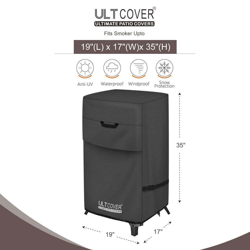 Side view of ULTCOVER Smoker Cover showing air vents